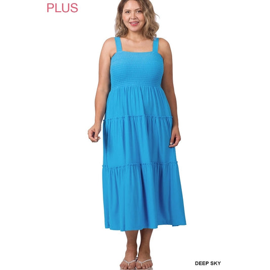 Smocked Tiered Midi Dress