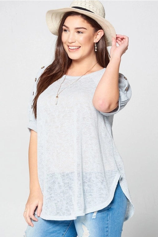 Solid Knit Semi-Sheer Top