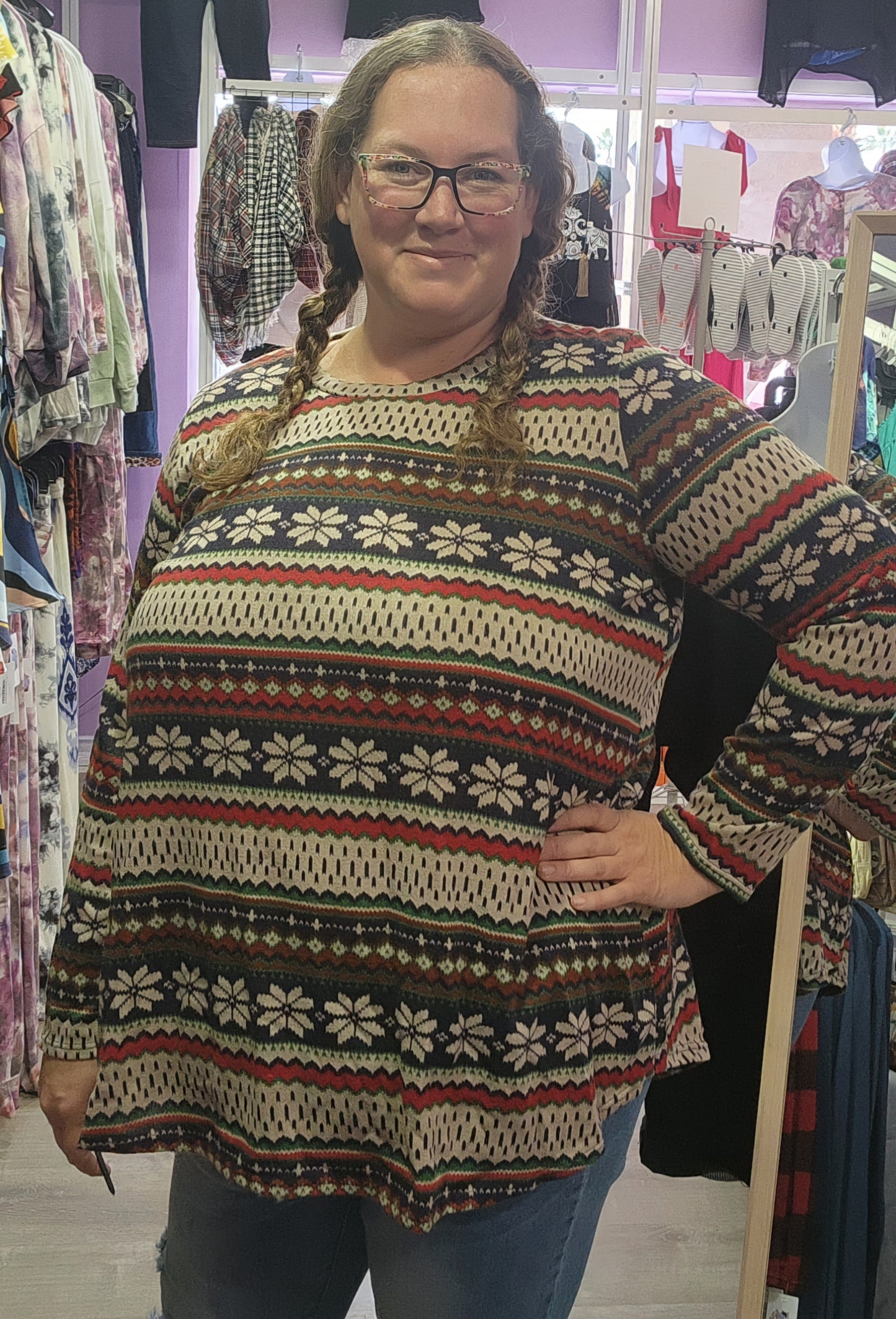 Knitted Christmas Top (Plus Size)