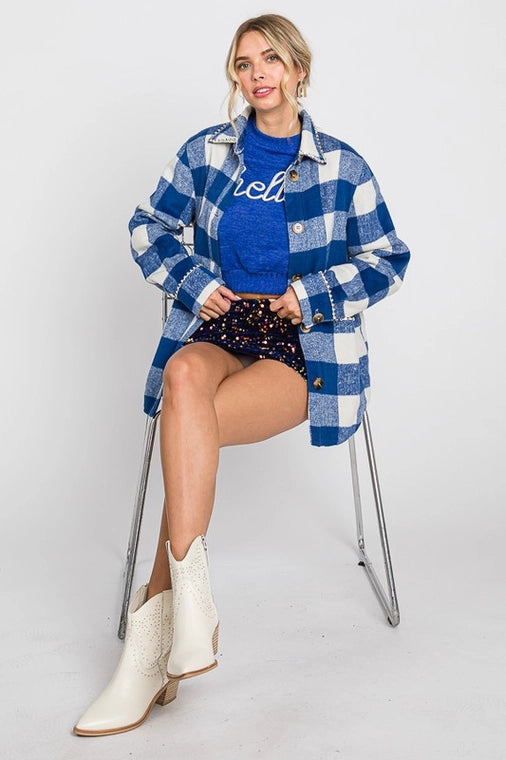 Plaid Rhinestone Jacket