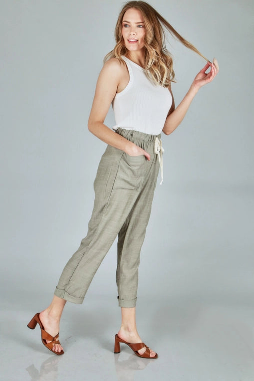 Textured Solid Woven Pants - Plus