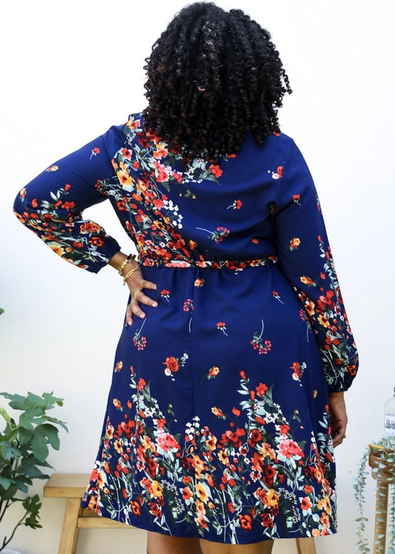 Floral Mix Print Midi Dress (Plus Size)