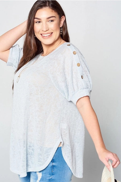 Solid Knit Semi-Sheer Top