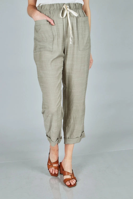 Textured Solid Woven Pants - Plus