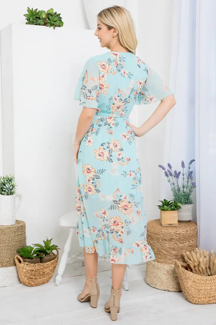 Floral Print Wrap Dress