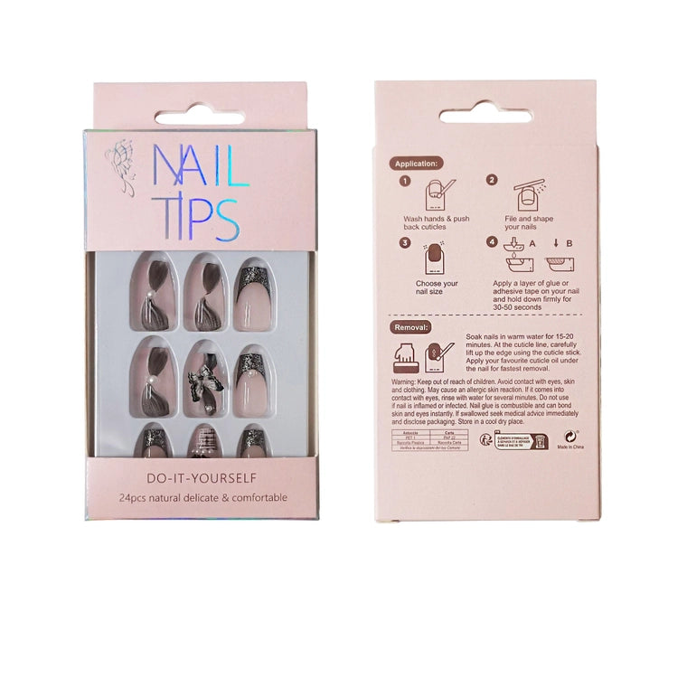 3D Butterfly Pearl Fake Nails