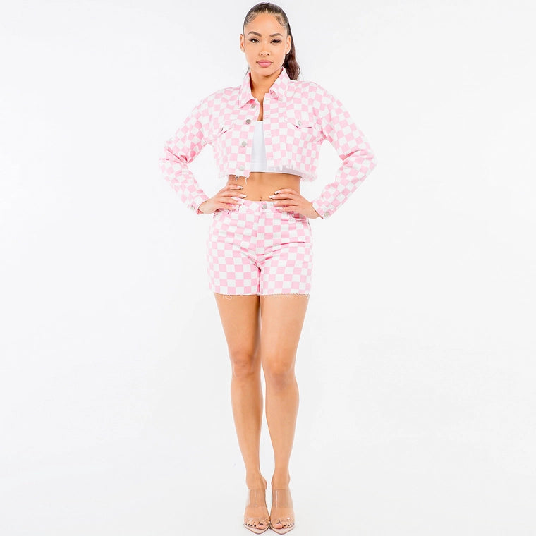 Checker Print Mini Shorts
