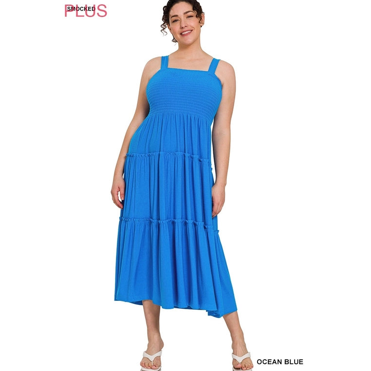 Smocked Tiered Midi Dress