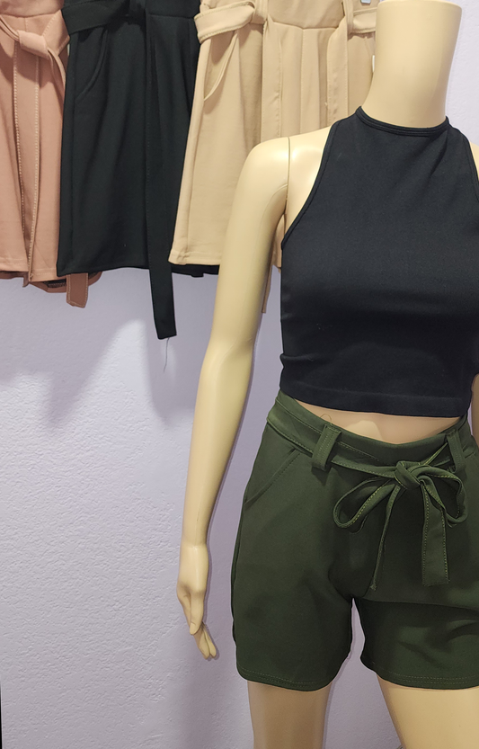 High-Waisted Tie Shorts
