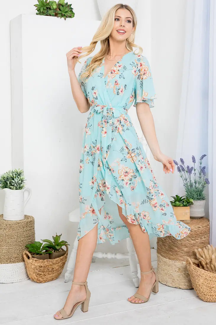 Floral Print Wrap Dress