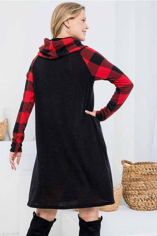 Plaid Turtleneck Dress