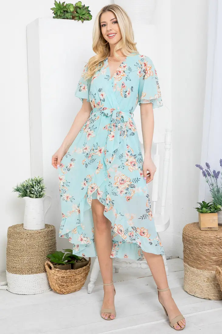 Floral Print Wrap Dress