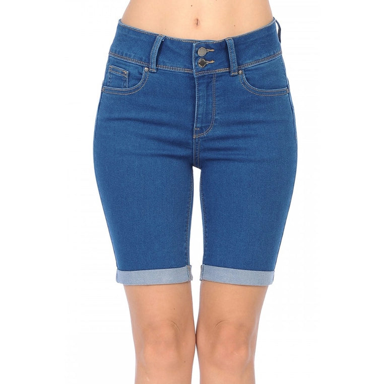 High Rise Bermuda Denim Shorts