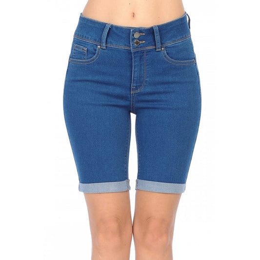 High Rise Bermuda Denim Shorts