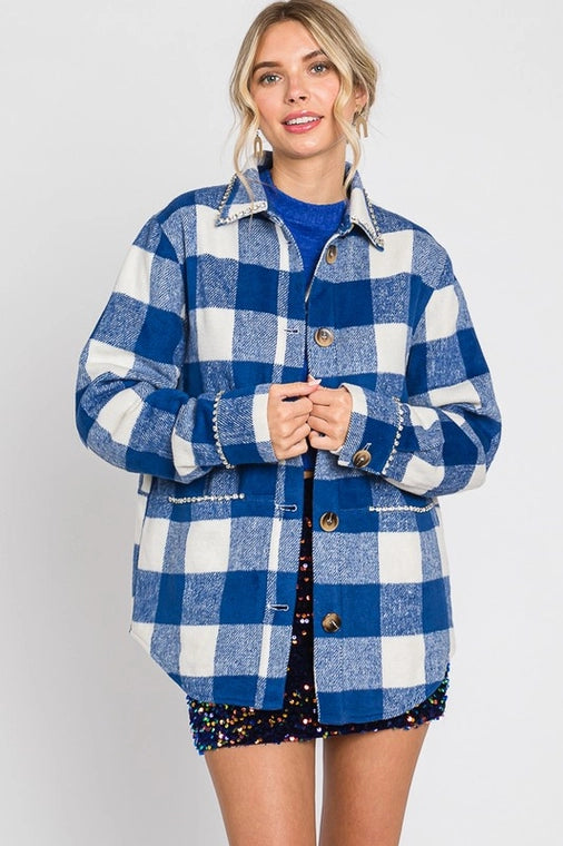 Plaid Rhinestone Jacket