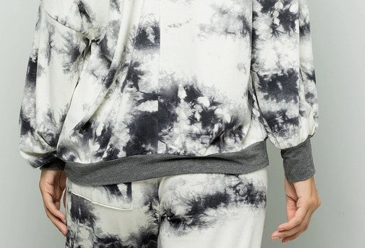 White Tie Dye Loungewear Bottoms (Plus Size)