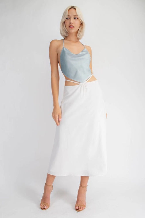 Satin Open Back Halter Top