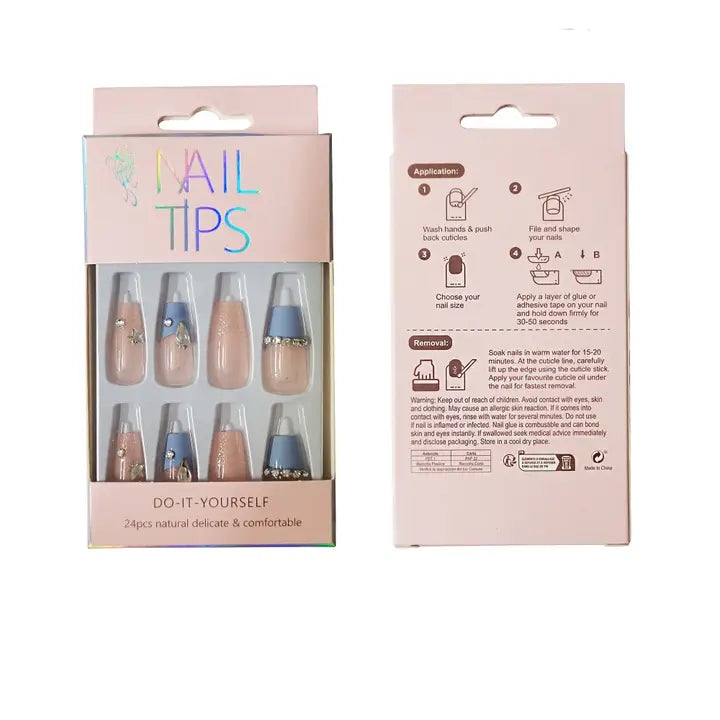 3D Blue French Tips