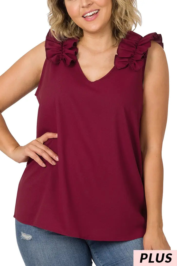 Ruffle Trim Top (Plus)