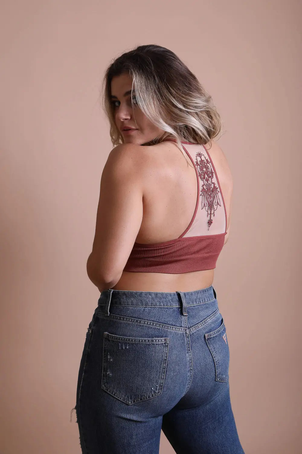 Bralette Racerback Tattoo Mesh