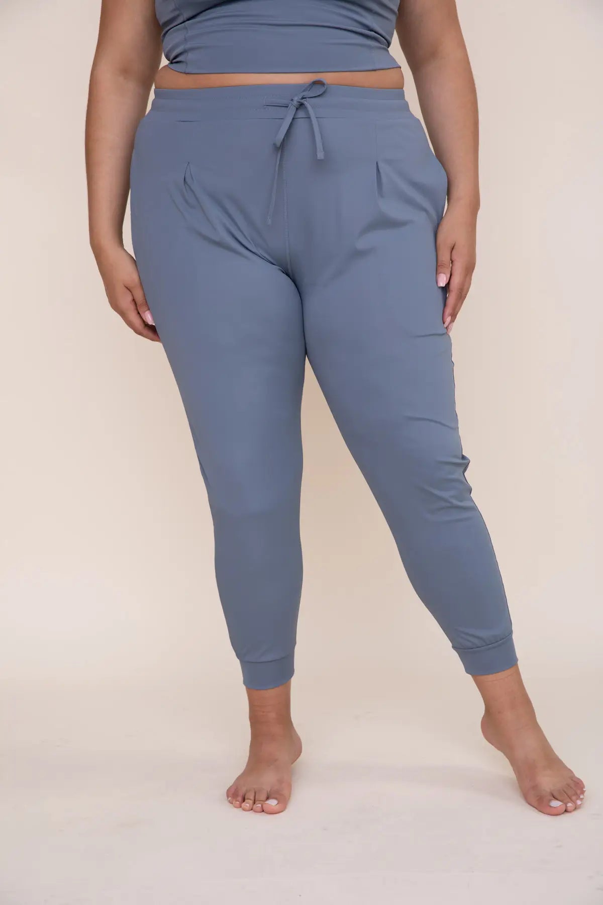 Solid Pleated Front Joggers