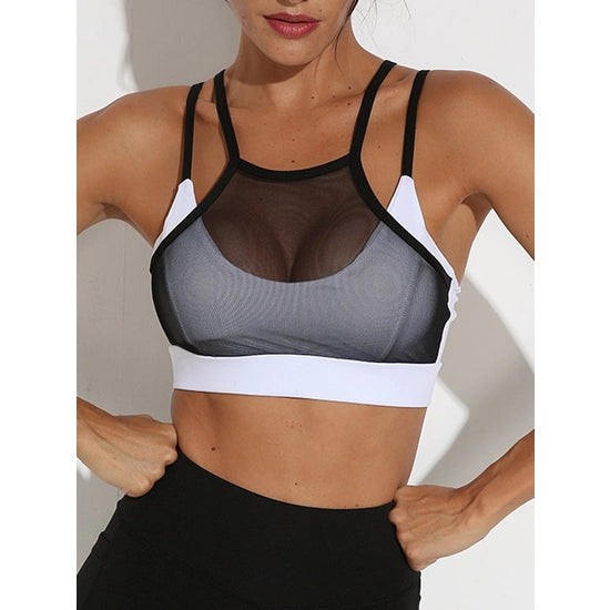 Sports Bra with Black Mesh