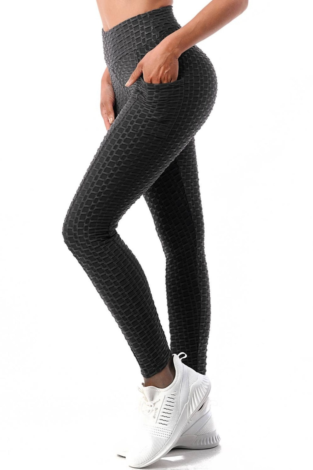 Black Honeycomb High Waist Leggings
