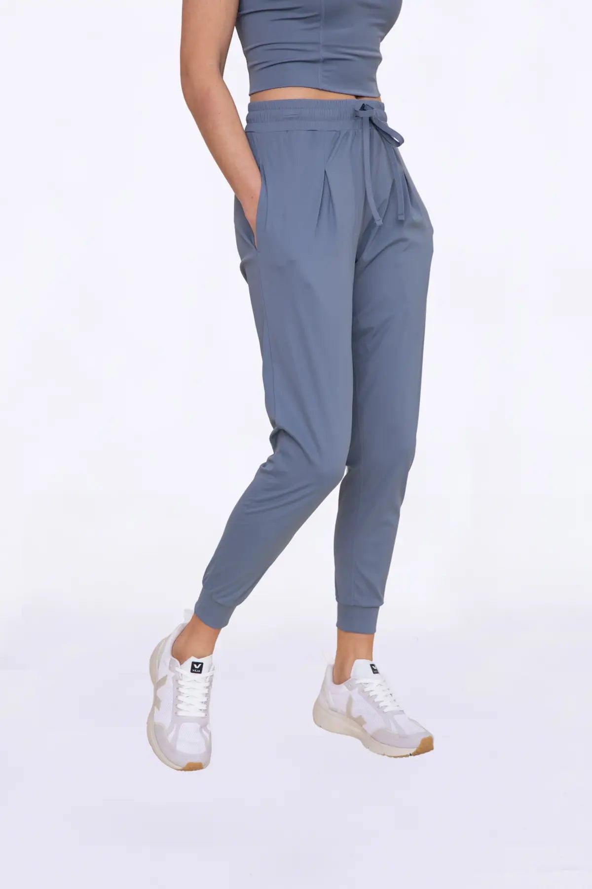 Solid Pleated Front Joggers