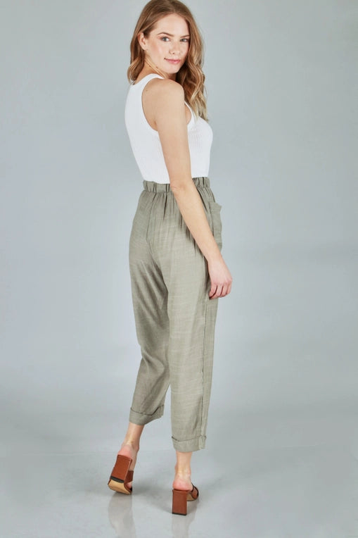 Textured Solid Woven Pants - Plus
