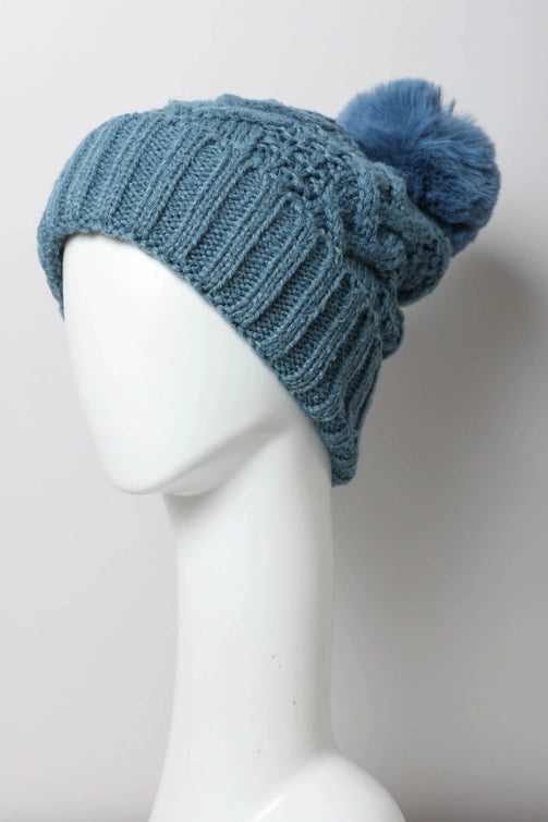 Cable Knit Pom Beanie