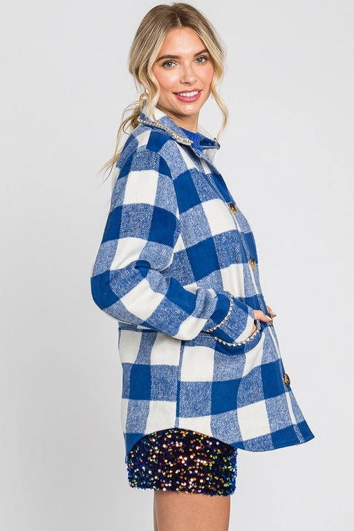 Plaid Rhinestone Jacket