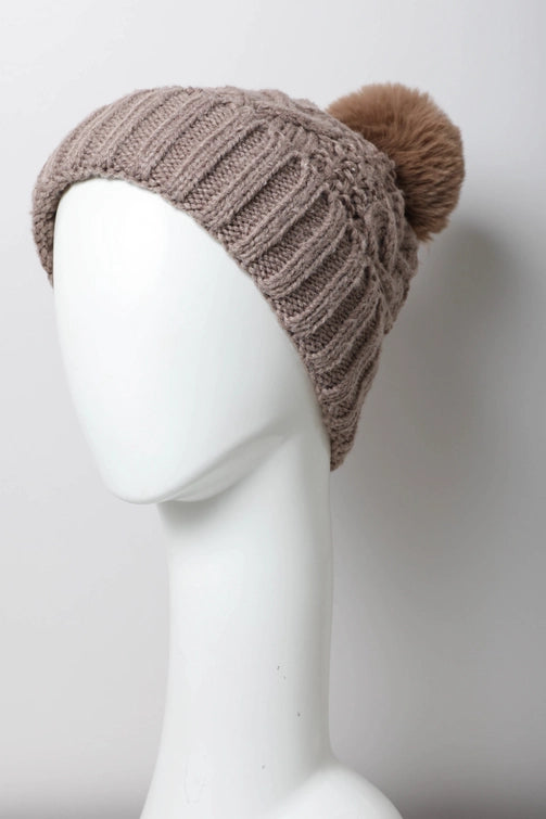 Cable Knit Pom Beanie