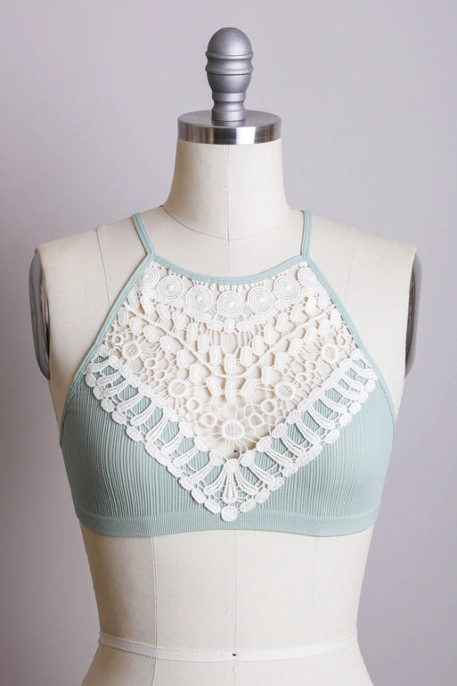 Crochet Lace High Neck Bralette