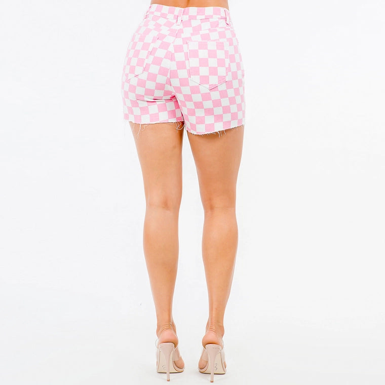 Checker Print Mini Shorts