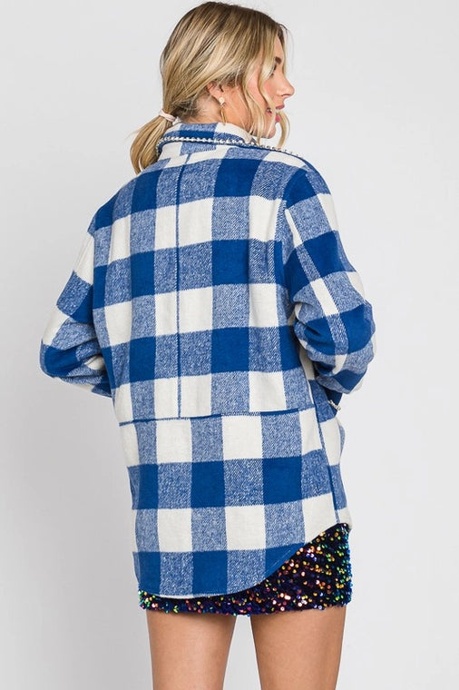 Plaid Rhinestone Jacket