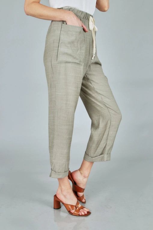 Textured Solid Woven Pants - Plus