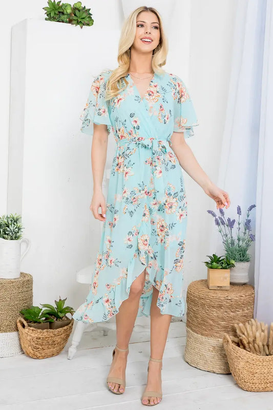 Floral Print Wrap Dress
