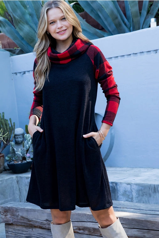 Plaid Turtleneck Dress