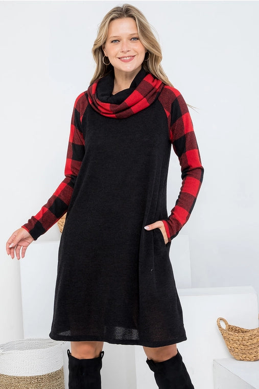 Plaid Turtleneck Dress