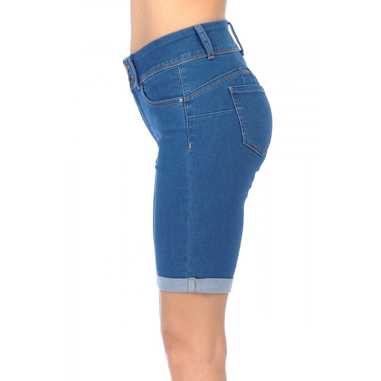 High Rise Bermuda Denim Shorts