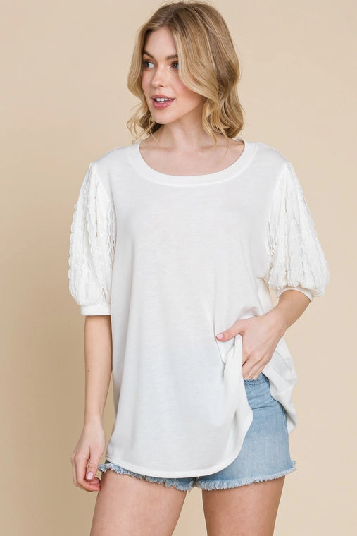 Solid Casual Top with Contrast Sleeves