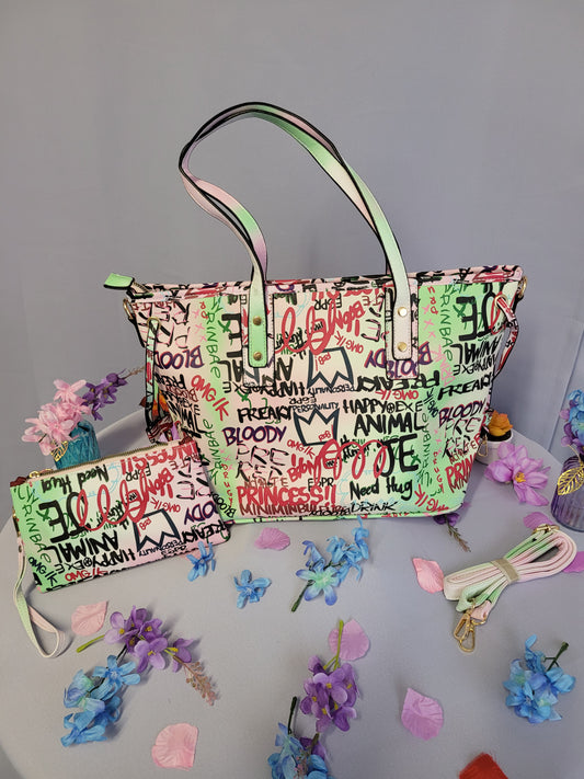 Large Shoulder Graffiti Bag