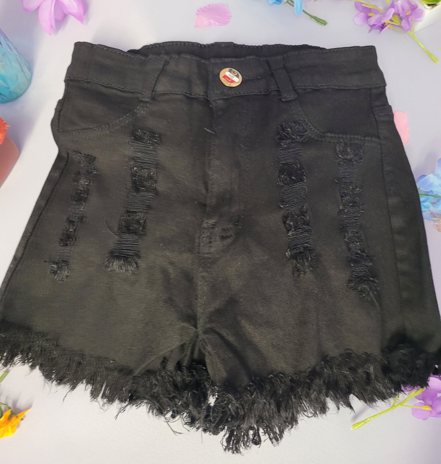 Black Distressed Shorts