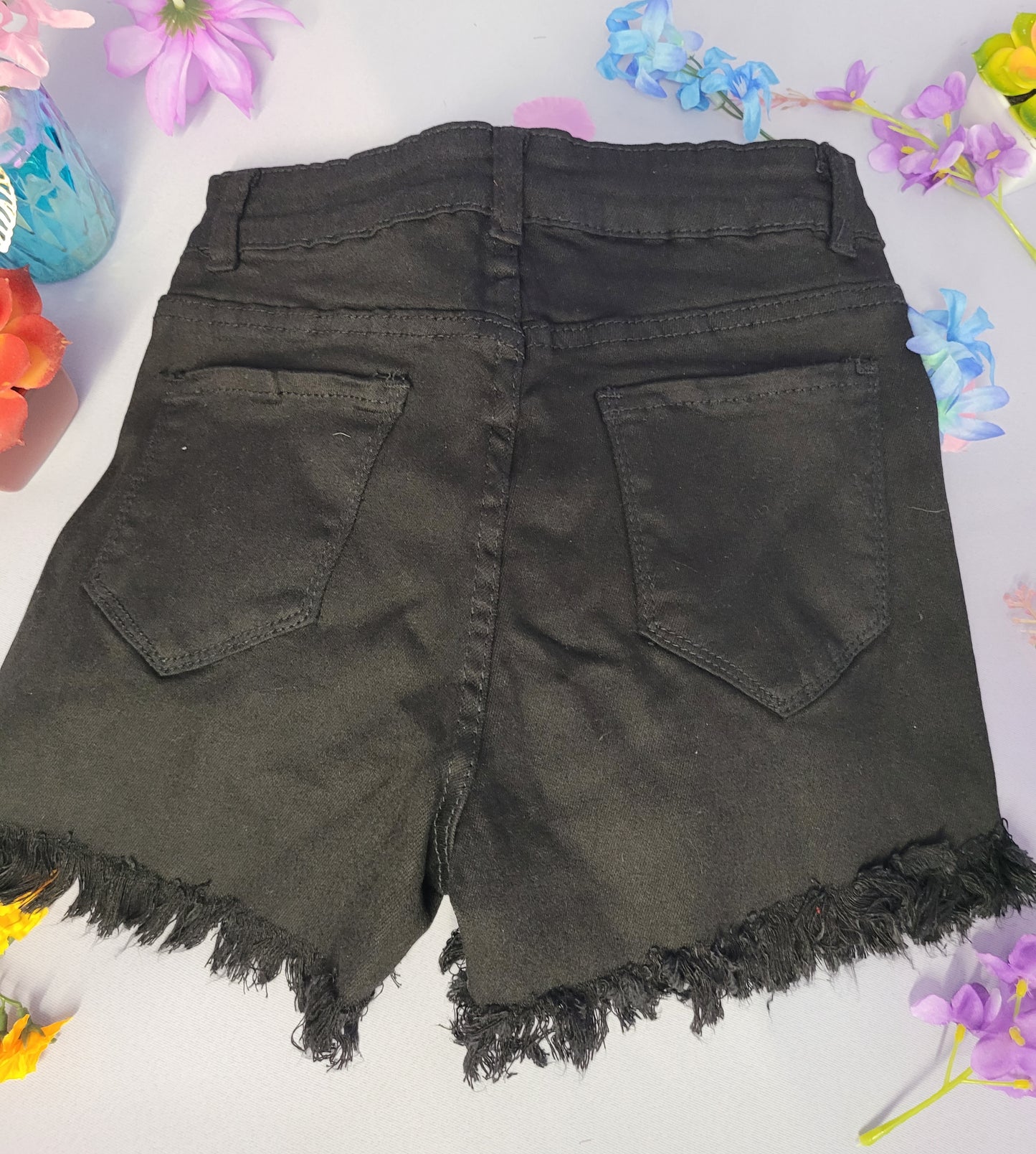 Black Distressed Shorts