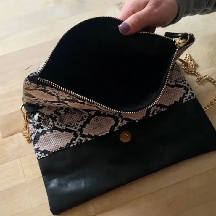 Black Snake Crossbody Clutch