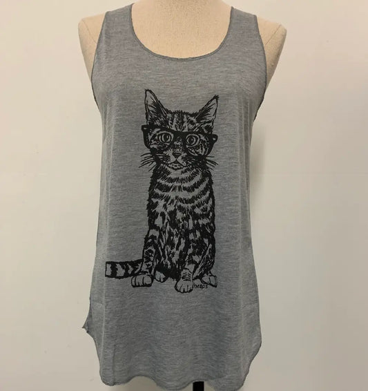 Cat Wearing Glasses Tank Top