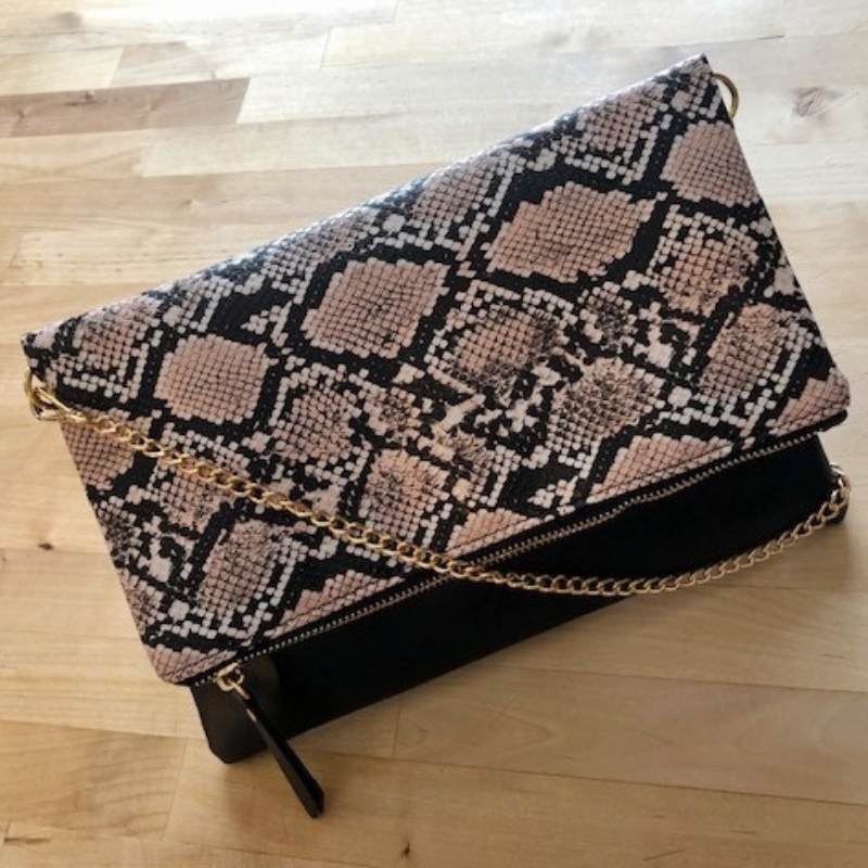 Black Snake Crossbody Clutch